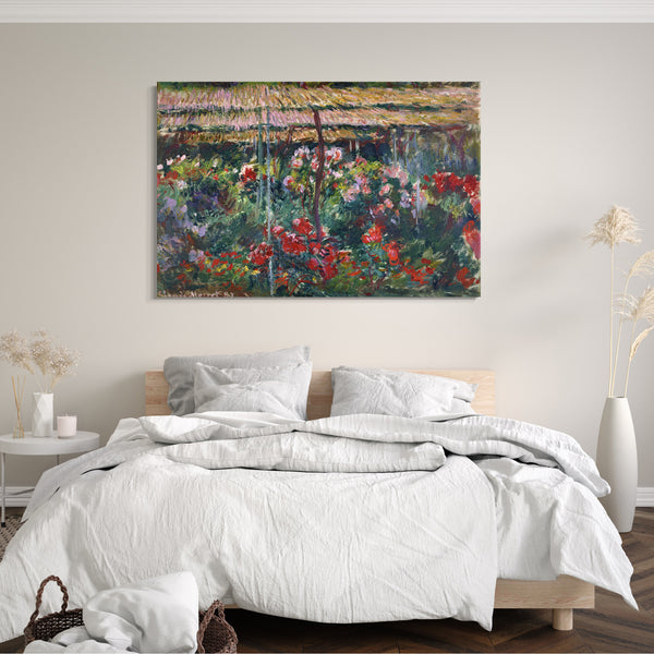 Leinwandbild Claude Monet - Pfingstrosen-Garten