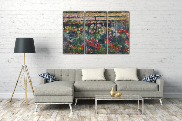 Leinwandbild Claude Monet - Pfingstrosen-Garten