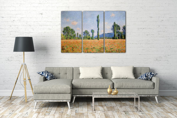 Leinwandbild Claude Monet - Mohnfeld Giverny