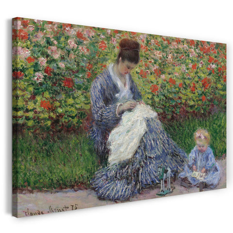 Leinwandbild Claude Monet - Camille Monet und ein Kind im Garten des Künstlers in Argenteuil