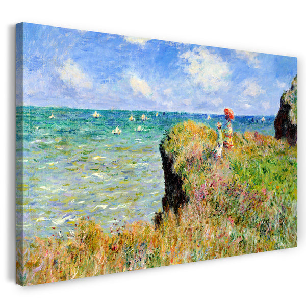 Leinwandbild Claude Monet - Spaziergang auf Klippen-Ebene bei Pourville