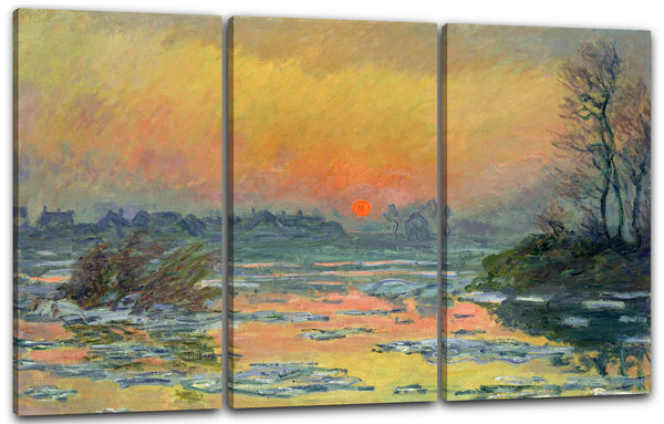 Leinwandbild Claude Monet - Sonnenuntergang auf der Seine im Winter