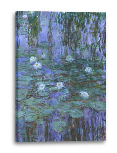 Leinwandbild Claude Monet - Seerosen auf blaues Wasser