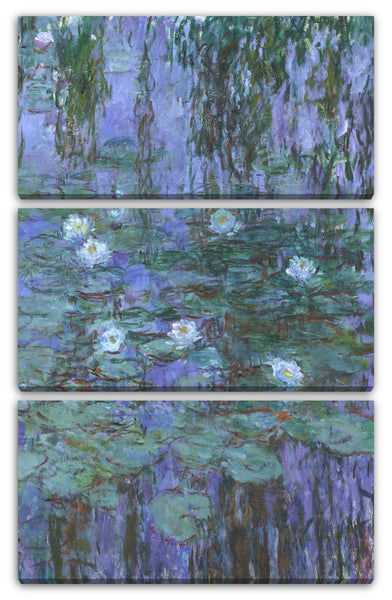Leinwandbild Claude Monet - Seerosen auf blaues Wasser
