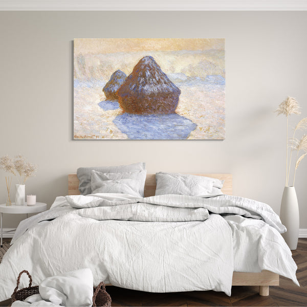 Leinwandbild Claude Monet - Heuschober Schneeeffekt