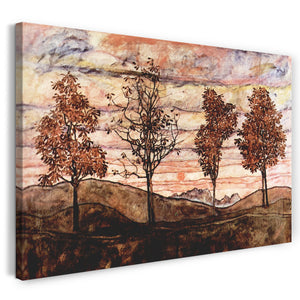 Leinwandbild Egon Schiele - Vier Bäume