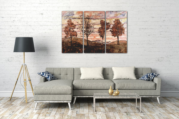 Leinwandbild Egon Schiele - Vier Bäume