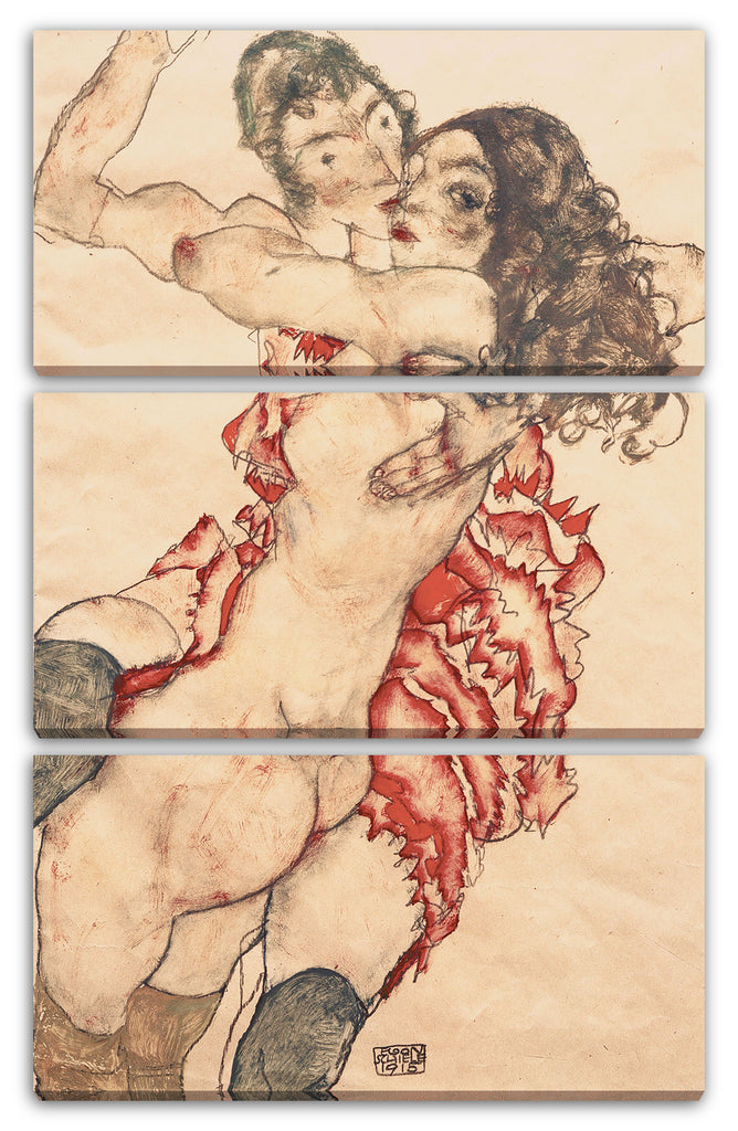 Leinwandbild Egon Schiele - Zwei sich umarmende Frauen