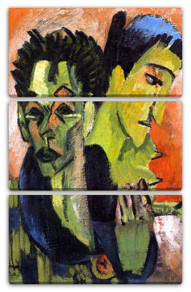 Leinwandbild Ernst Ludwig Kirchner - Selbstportrait Doppeltes Portrait