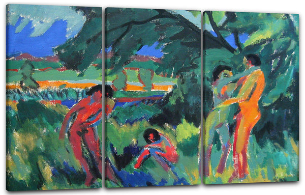 Leinwandbild Ernst Ludwig Kirchner - Spielende nackte Menschen