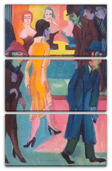 Leinwandbild Ernst Ludwig Kirchner - Straßenbild vor dem Frisieurladen (Straßenszene)