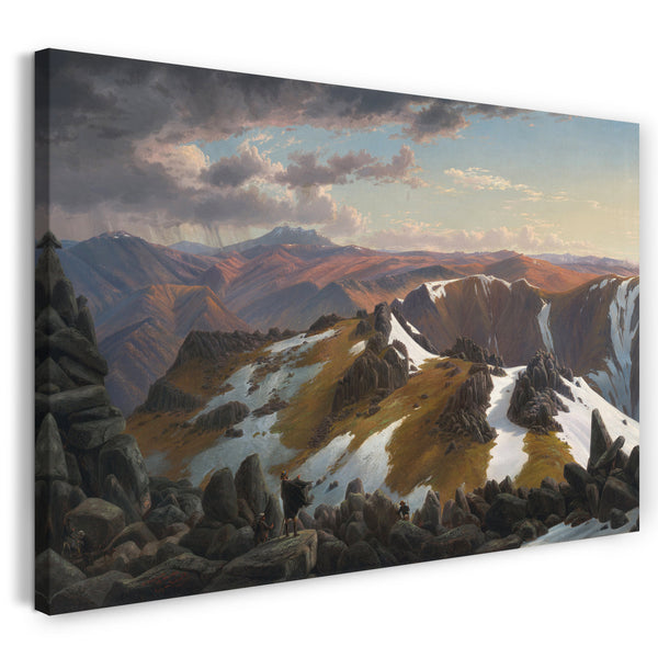 Leinwandbild Eugene von Guérard - North-East View from the Northern Top of Mount Kosciusko