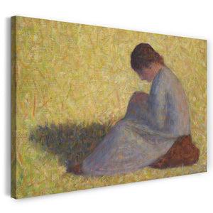 Leinwandbild Georges Seurat - Bäuerin im Gras sitzend