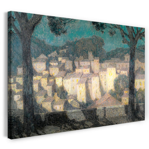 Leinwandbild Henri Le Sidaner - LE VILLAGE AU CLAIR DE LUNE