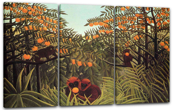 Leinwandbild Henri Rousseau - Affen in den Orangen-Bäumen