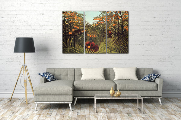 Leinwandbild Henri Rousseau - Affen in den Orangen-Bäumen