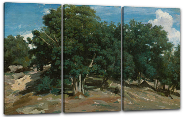 Leinwandbild Jean Baptiste Corot - Fontainebleau Eichenbäume im Bas-Bréau