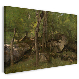 Leinwandbild Jean Baptiste Corot - Felsen im Wald von Fontainebleau