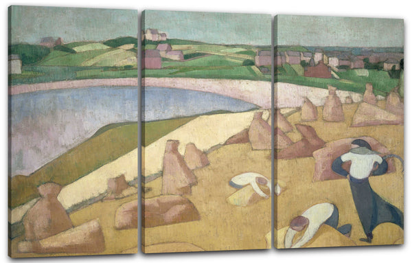 Leinwandbild Landschafts-Malerei Arbeiter auf Weizenfeld Expressionismus