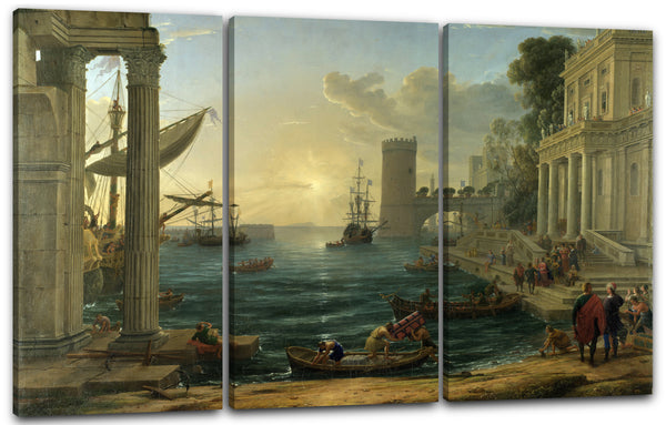 Leinwandbild Landschafts-Malerei Tempel an Meeres-Ufer Realismus