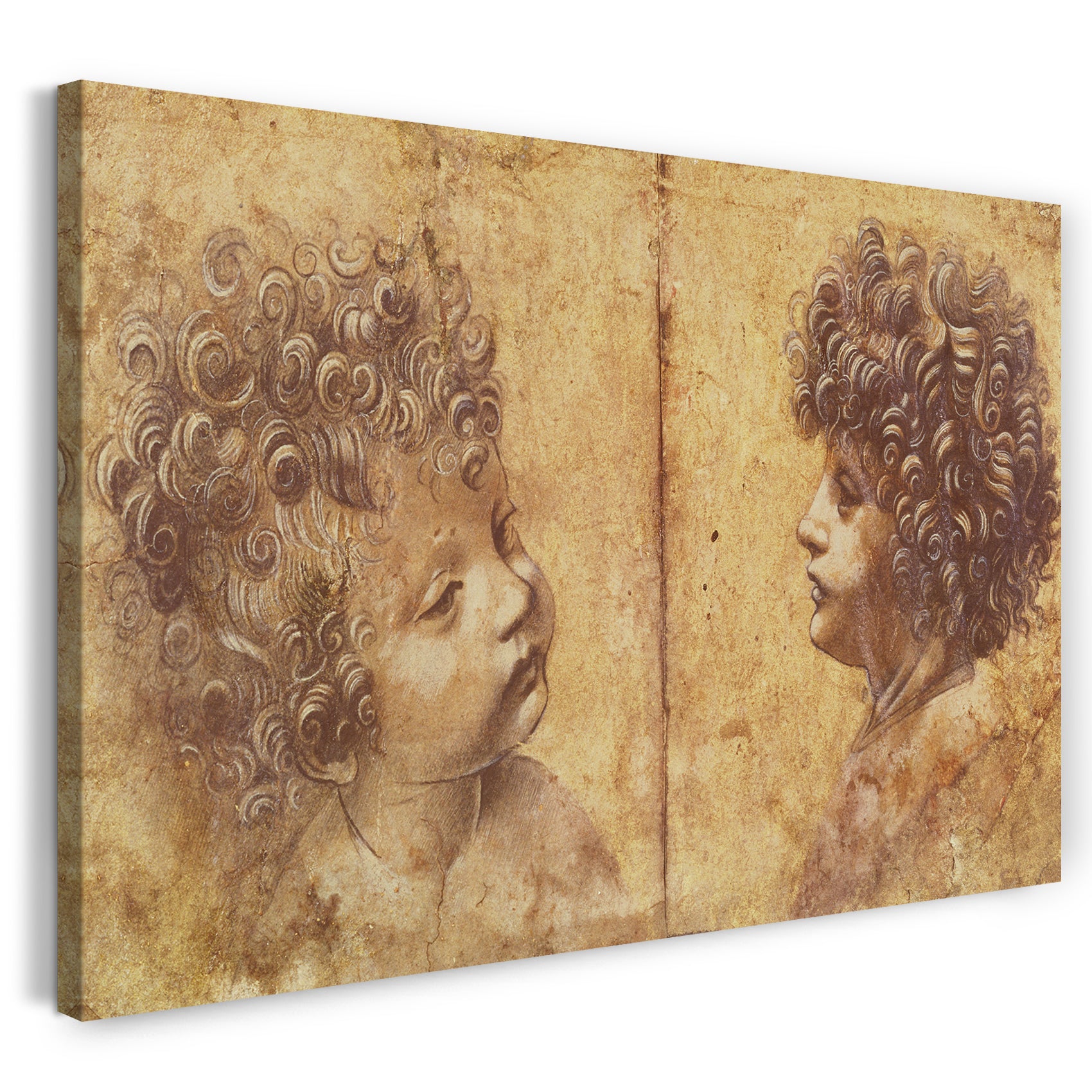 Leinwandbild Leonardo da Vinci - zwei Kinderköpfe