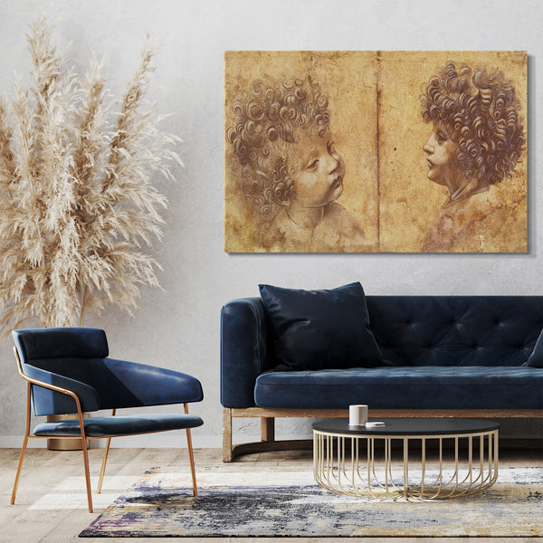 Leinwandbild Leonardo da Vinci - zwei Kinderköpfe
