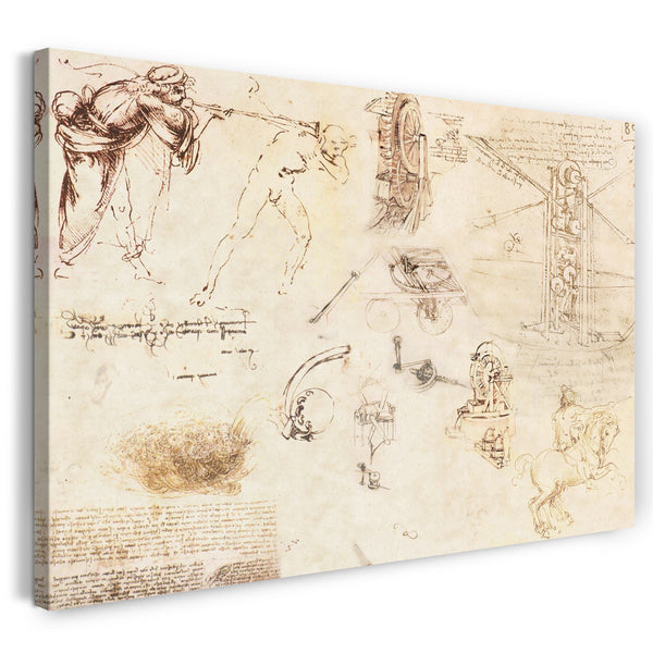 Leinwandbild Leonardo da Vinci - Verschiedene Zeichnungen