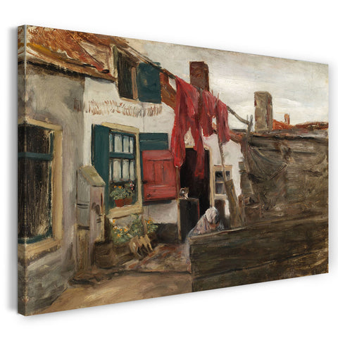 Leinwandbild Max Liebermann - Holländische Dorfecke mit hängender Wäsche