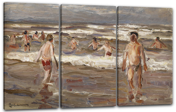 Leinwandbild Max Liebermann - Badende Knaben im Meer