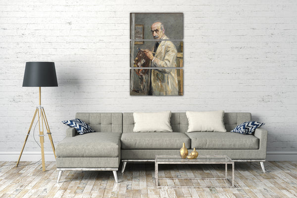 Leinwandbild Max Liebermann - Selbstportrait mit Pinsel