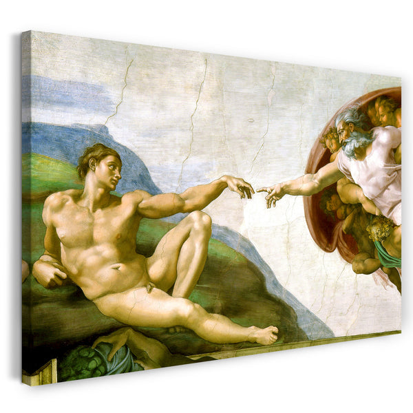 Leinwandbild Michelangelo - Die Erschaffung Adams Renaissance Malerei