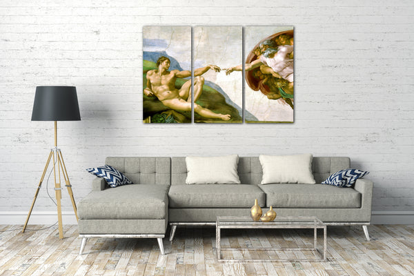 Leinwandbild Michelangelo - Die Erschaffung Adams Renaissance Malerei