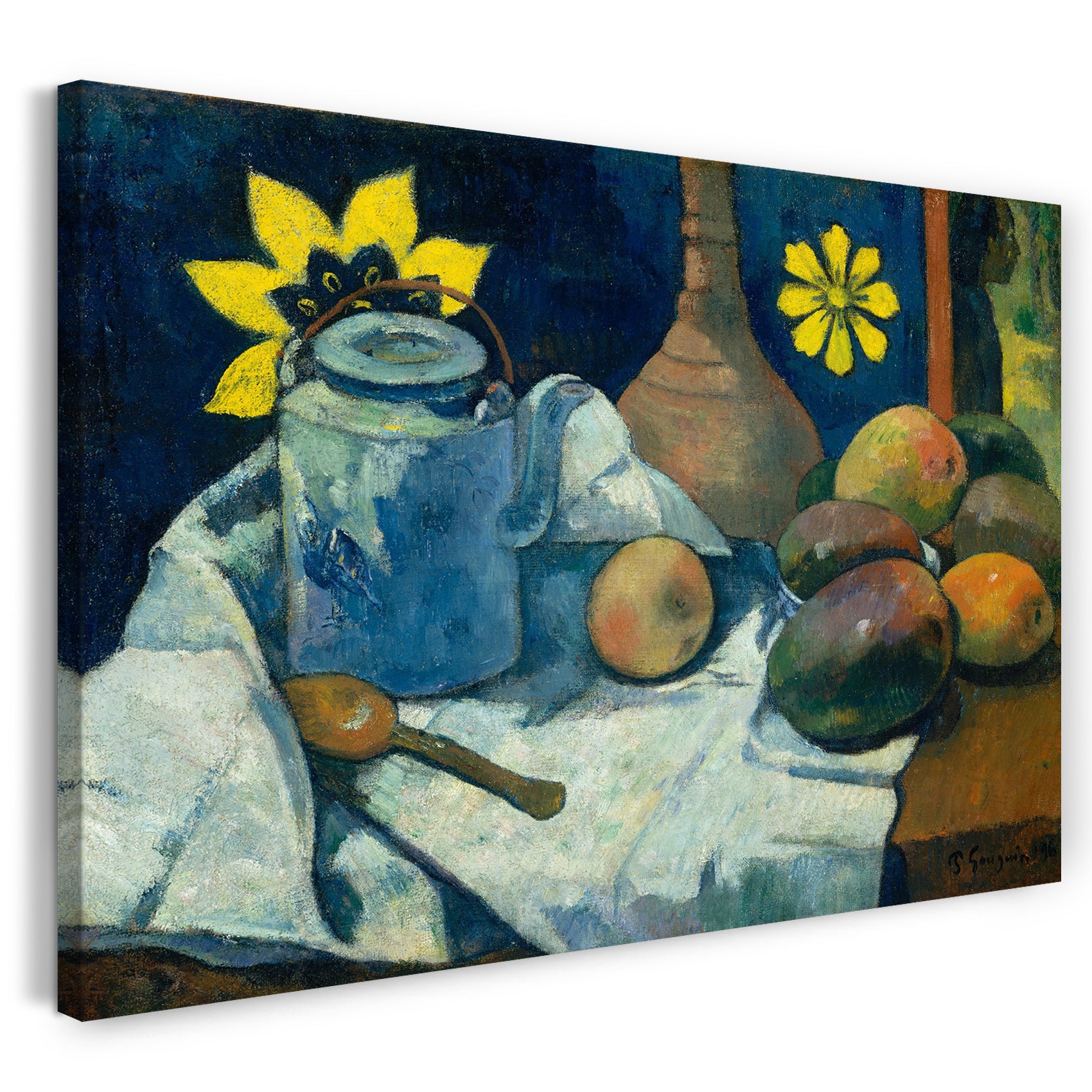 Leinwandbild Paul Gauguin - Stillleben mit Tee-Kanne und Früchten