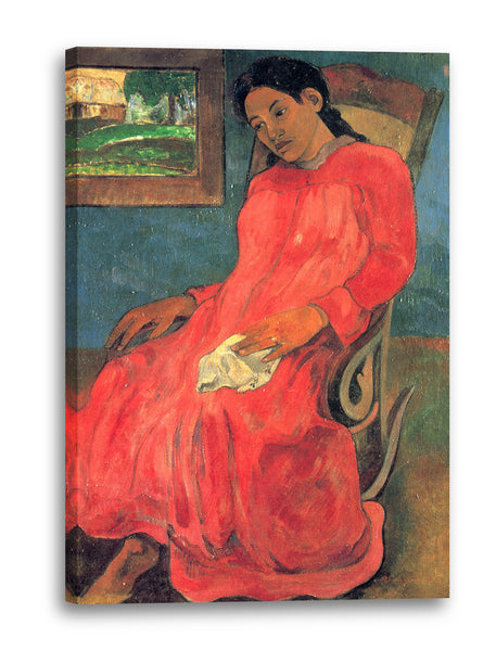 Leinwandbild Paul Gauguin - Frau im rotem Kleid