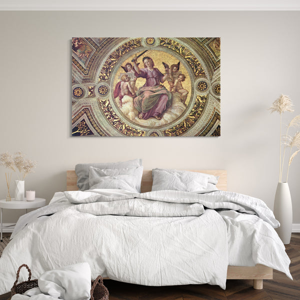 Leinwandbild Raphael - Deckenfresko, Detail, Szene: Justitia, Tondo