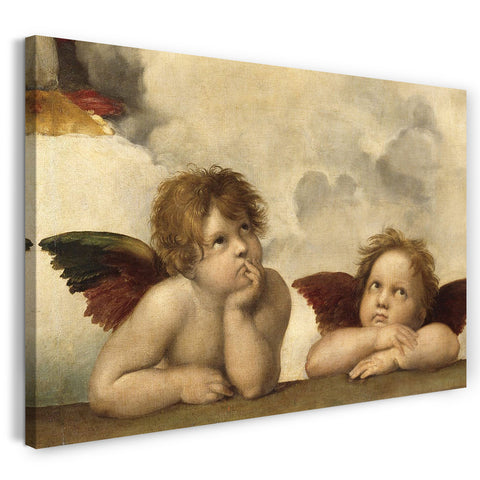 Leinwandbild Raphael - Sixtinische Madonna, zwei Engel