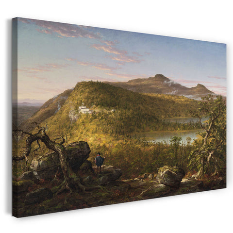 Leinwandbild Thomas Cole - Blick auf die zwei Seen und Berghütte