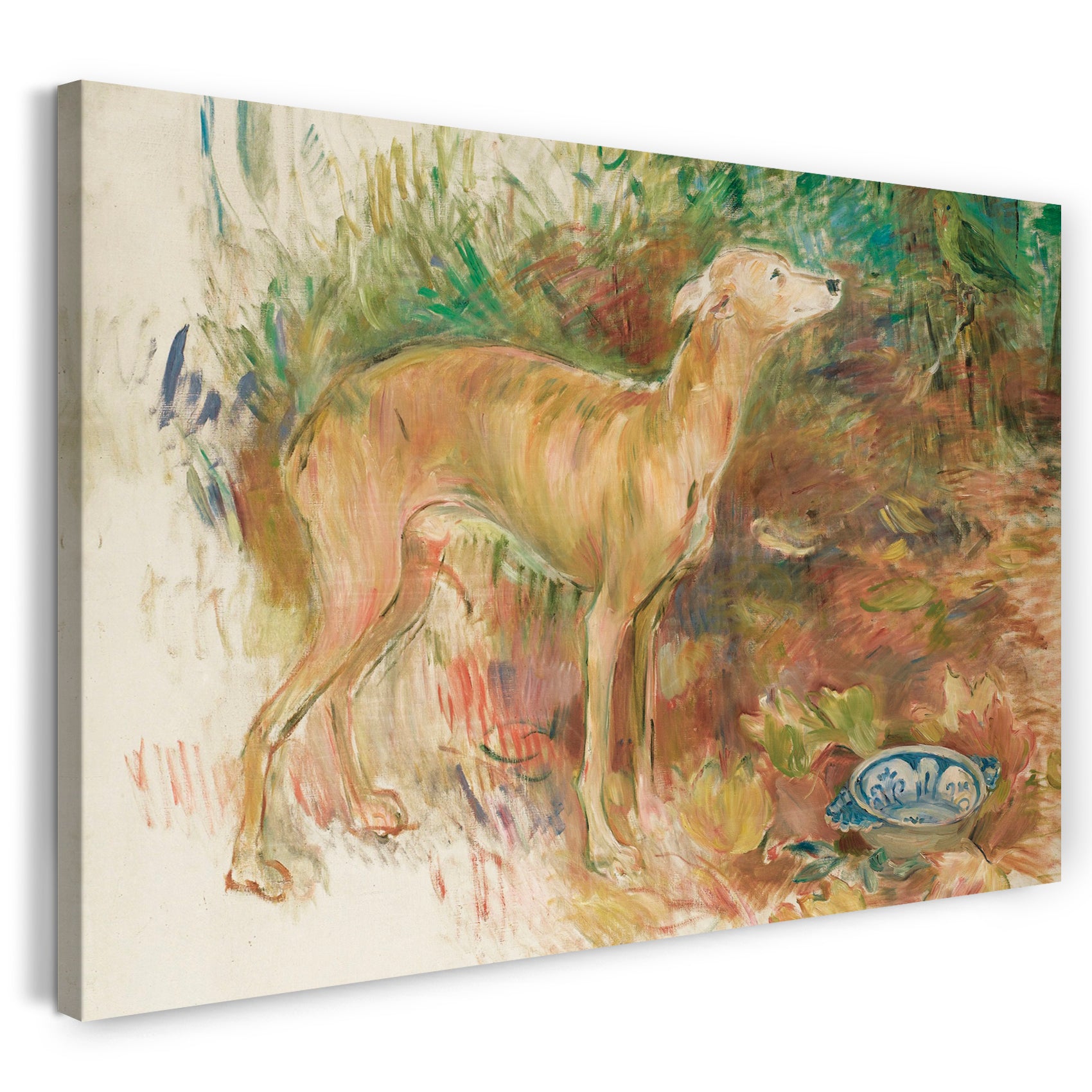 Leinwandbild Tiere Landschaftsmalerei Hund vor Futterschale