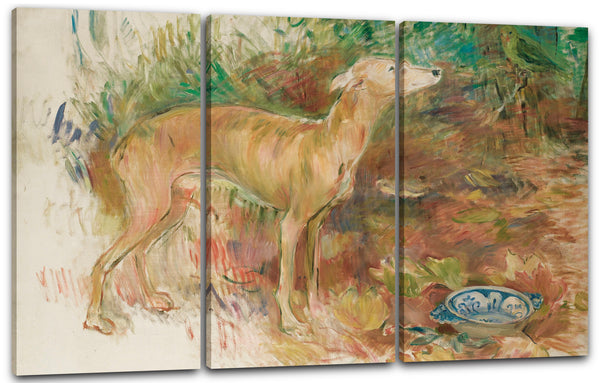 Leinwandbild Tiere Landschaftsmalerei Hund vor Futterschale