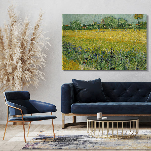 Leinwandbild Vincent van Gogh - Feld mit Blumen in der Nähe von Arles