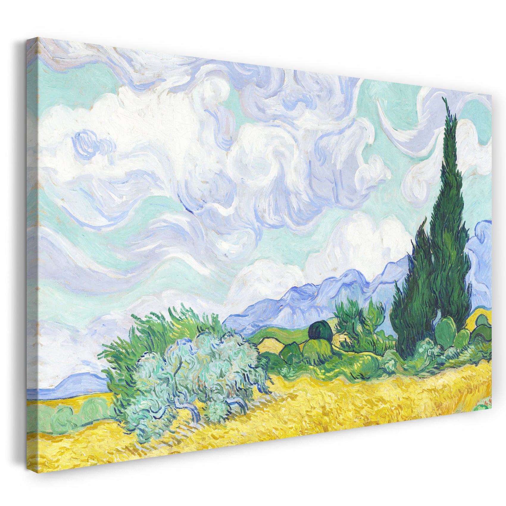 Leinwandbild Vincent van Gogh - Weizenfeld mit Zypressen