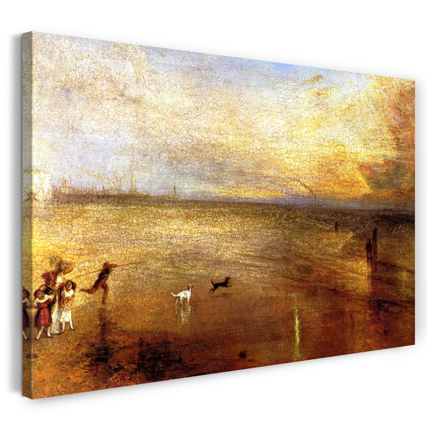 Leinwandbild William Turner - Mutter mit Kindern und Hunden am Strand
