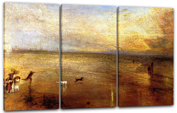 Leinwandbild William Turner - Mutter mit Kindern und Hunden am Strand