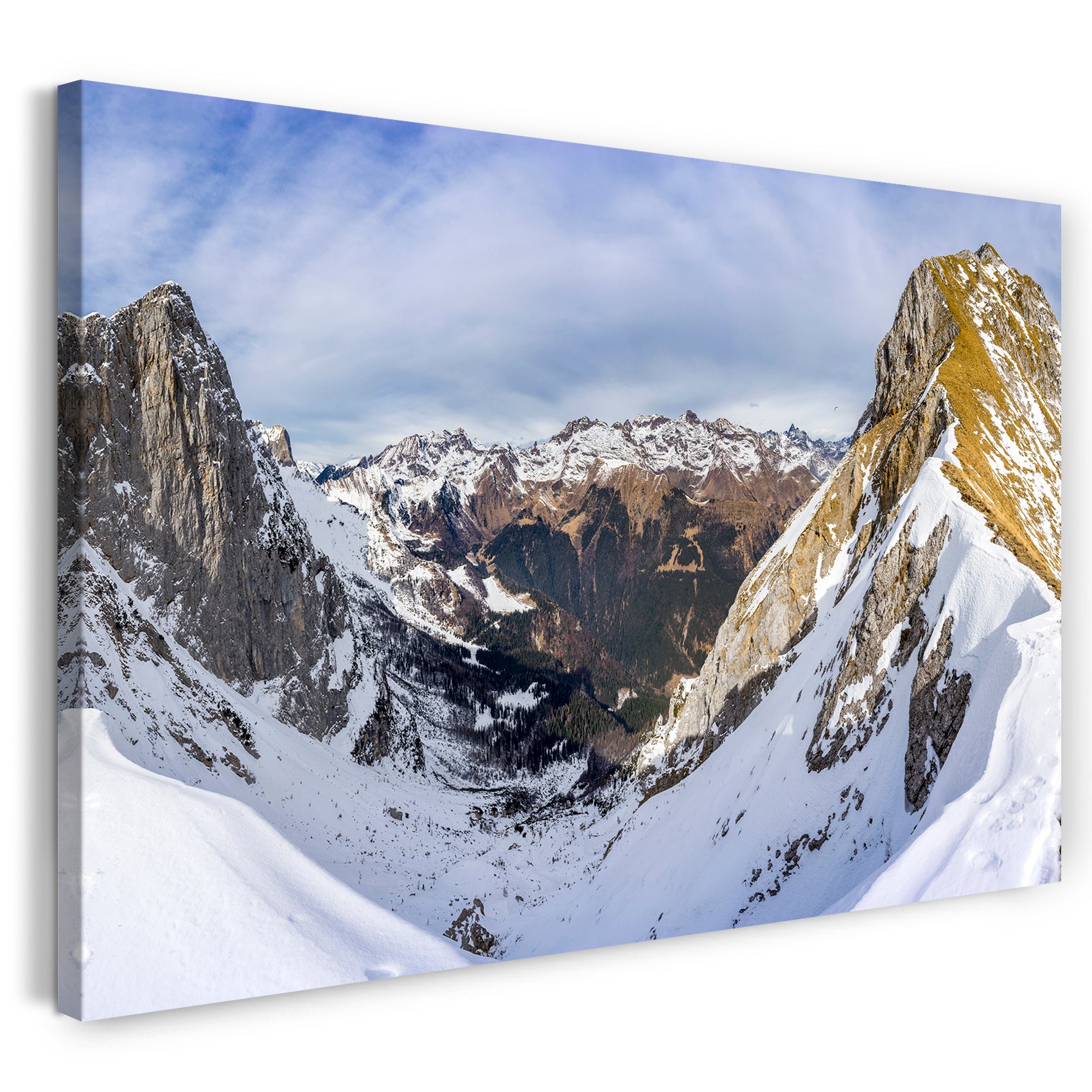 Leinwandbild Landschaftsbilder Berge bedeckt von Schnee blauer Himel