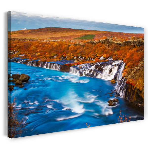 Leinwandbild Landschaftsbilder Wasserfall in Waldlandschaft, Blick von oben