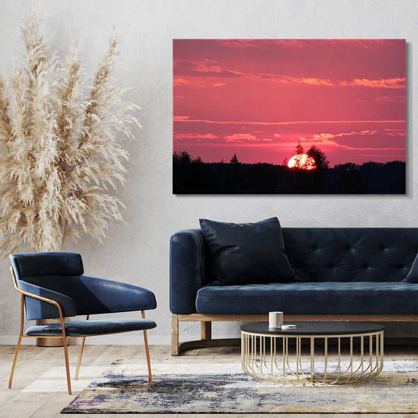 Leinwandbild Landschaftsbilder Naturbilder Wandbild Sonnenuntergang pink rosa