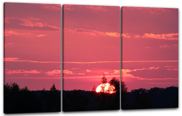 Leinwandbild Landschaftsbilder Naturbilder Wandbild Sonnenuntergang pink rosa