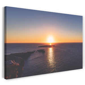 Leinwandbild Sonnenuntergang am Meeres-Horizont, blau, Rotstich, gelb