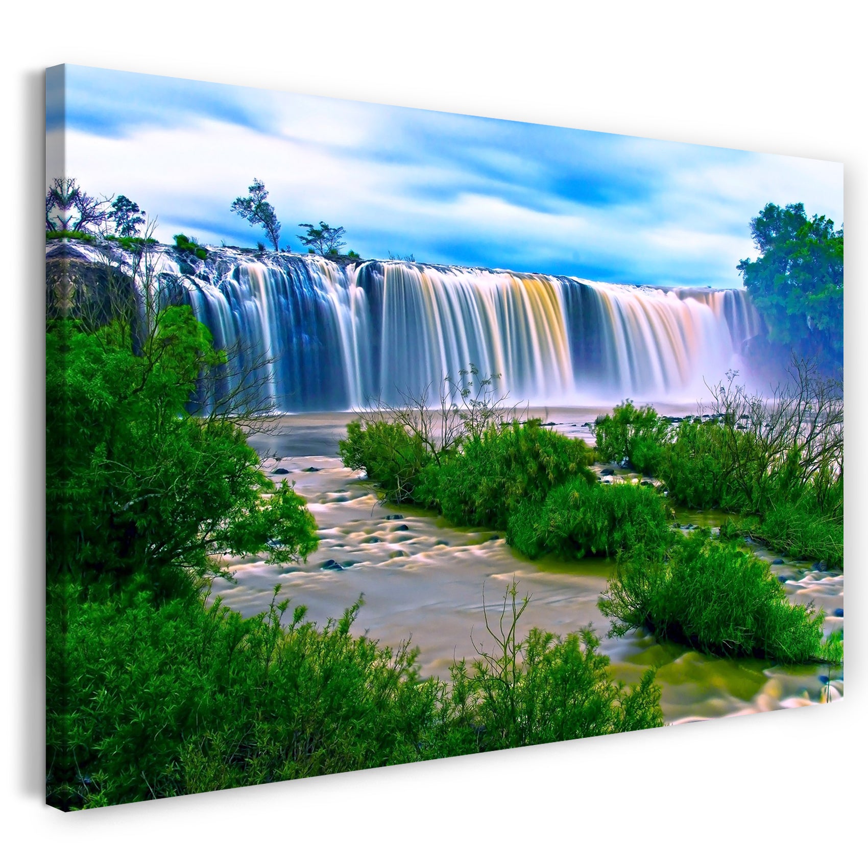 Leinwandbild Wasserfall Natur-Bilder Bäume Fantasy Niagara green Foto Africa magic