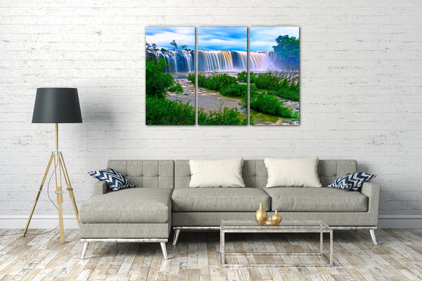 Leinwandbild Wasserfall Natur-Bilder Bäume Fantasy Niagara green Foto Africa magic